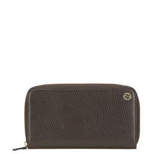 Gucci Interlocking GG Long Wallet Zip Brown Leather